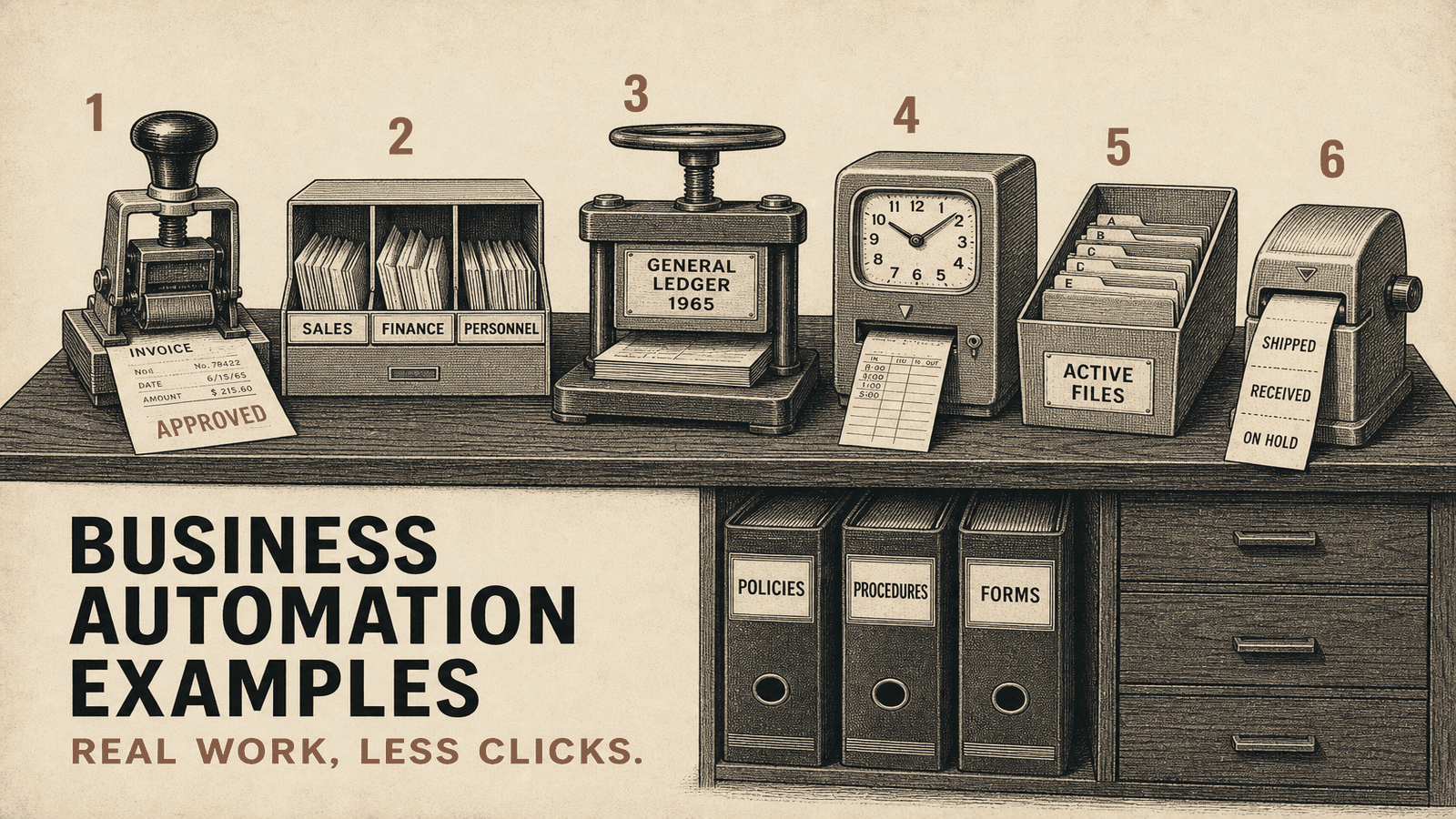 Vintage catalog of six mechanical office machines